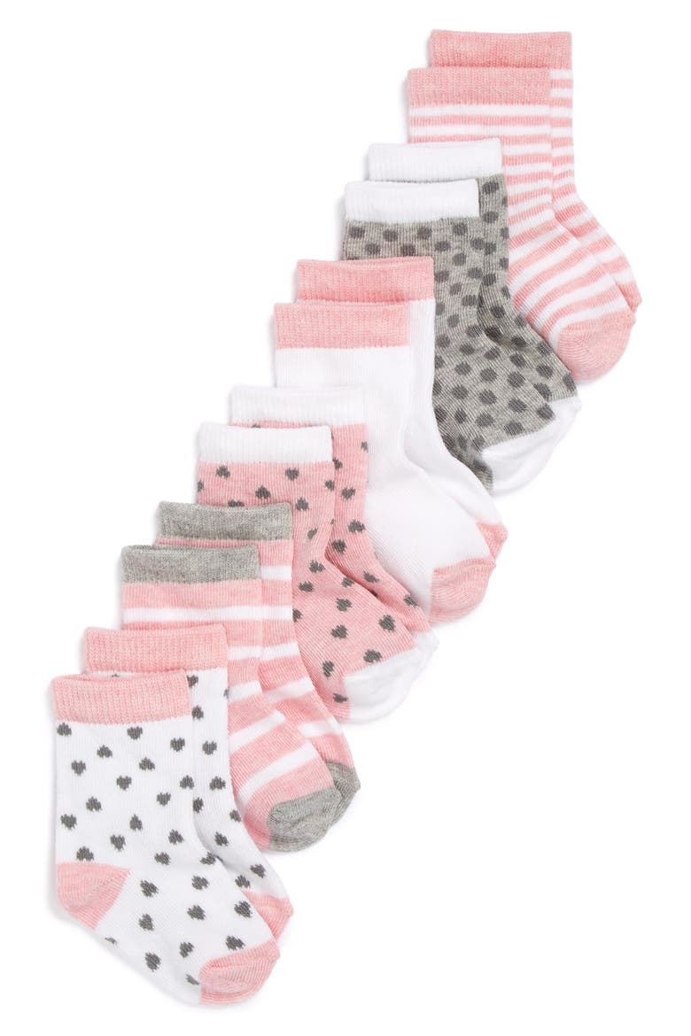 Crew Socks, Main, color, PINK HEATHER PACK