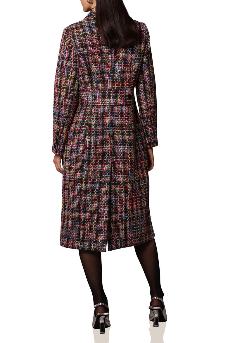 Tweed Longline Coat, Alternate, color, BLACK MULTI