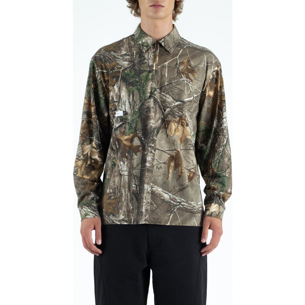 Students Greger Reatree Camo Cotton Quarter Zip Polo In Animal Print