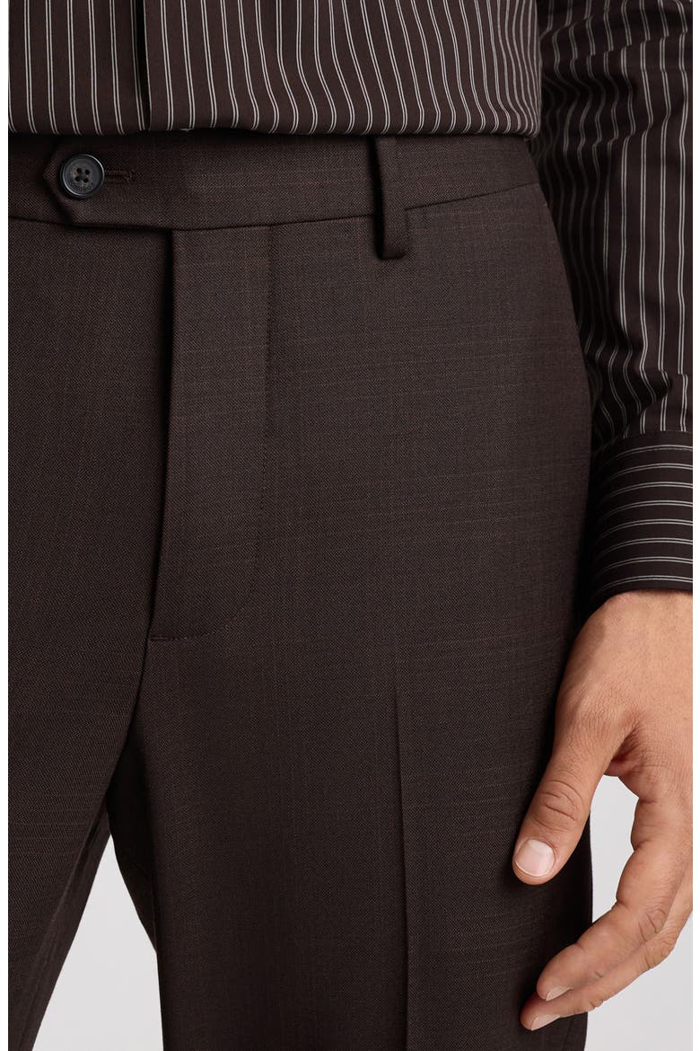 Weekday Warrior Slim Fit Flat Front Stretch Wool Dress Pants, Alternate, color, CHOCOLATE BROWN WINDOWPANE