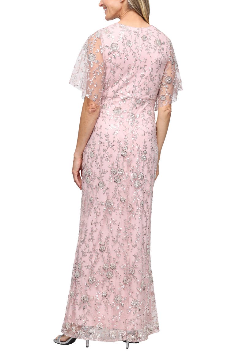 Beaded Surplice Neck Gown, Alternate, color, BLUSH