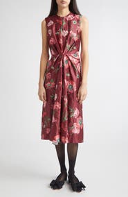 Erdem Floral Textured Satin Midi Dress