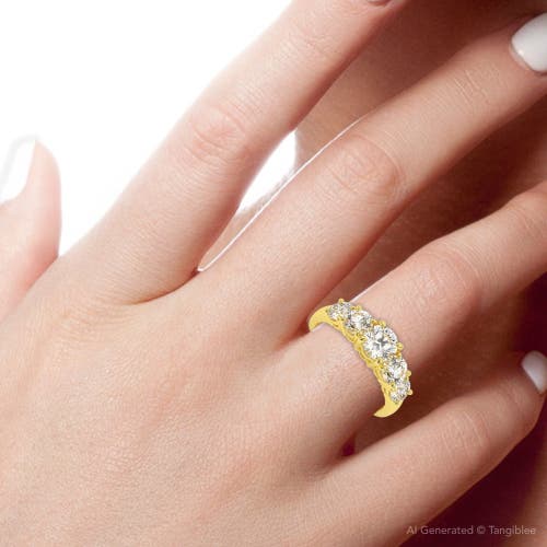 Bliss Diamond 2ct Round Cut Diamond Five Stone Wedding Ring Anniversary Gold Band Lab Grown