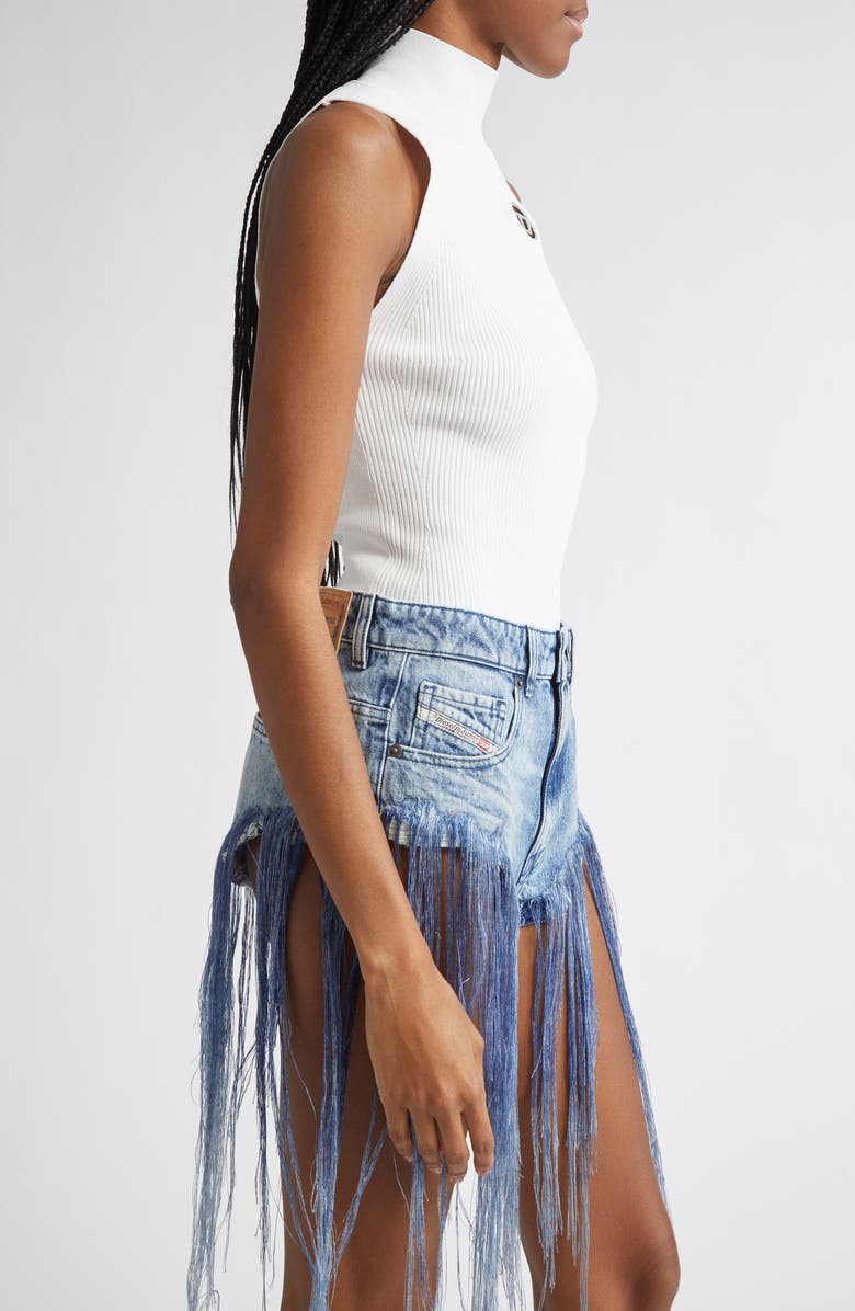 DIESEL<sup>®</sup> Onervax Logo Embellished Cutout Sleeveless Rib Top, Alternate, color, White