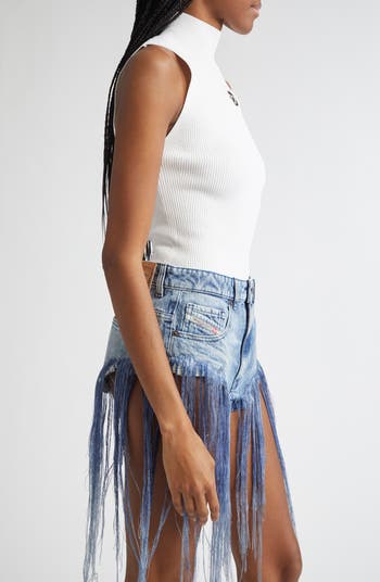 Onervax Logo Embellished Cutout Sleeveless Rib Top