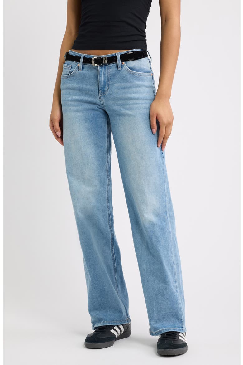 Britney Belted Wide Leg Jeans, Main, color, 08C - LIGHT MEDIUM