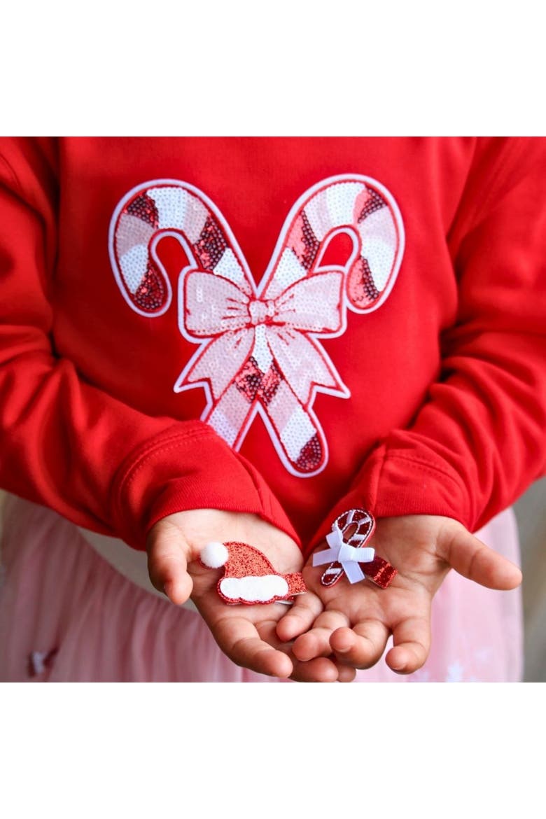 Candy Cane Patch Christmas Sweatshirt, Alternate, color, Red