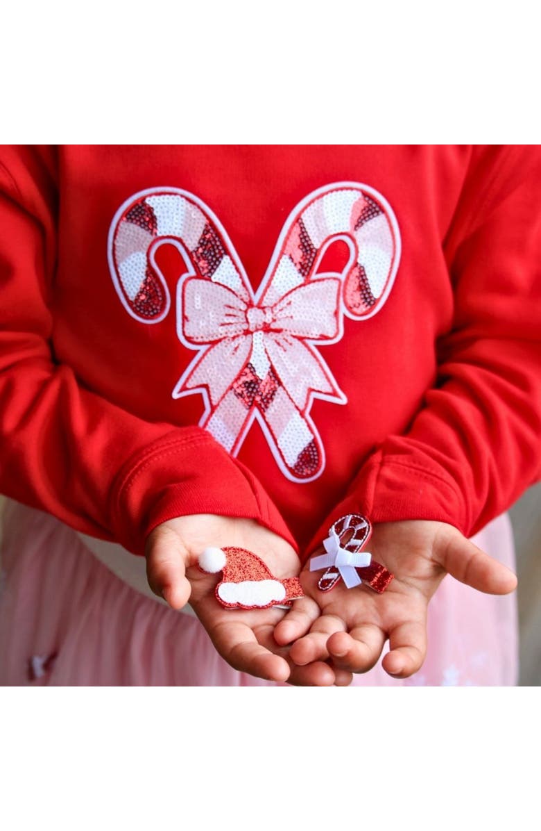 Sweet Wink Candy Cane Patch Christmas Sweatshirt, Alternate, color, 