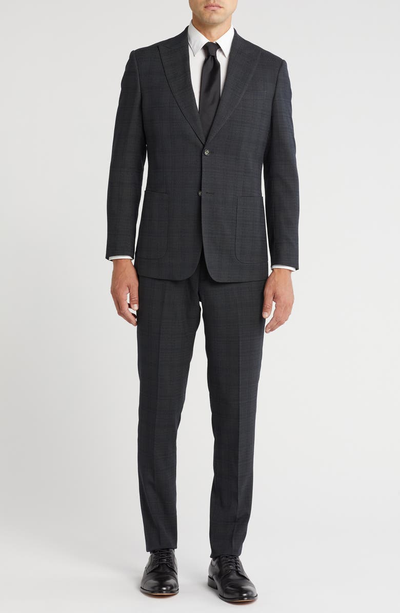 English Laundry Plaid Suit, Main, color, Black Olive