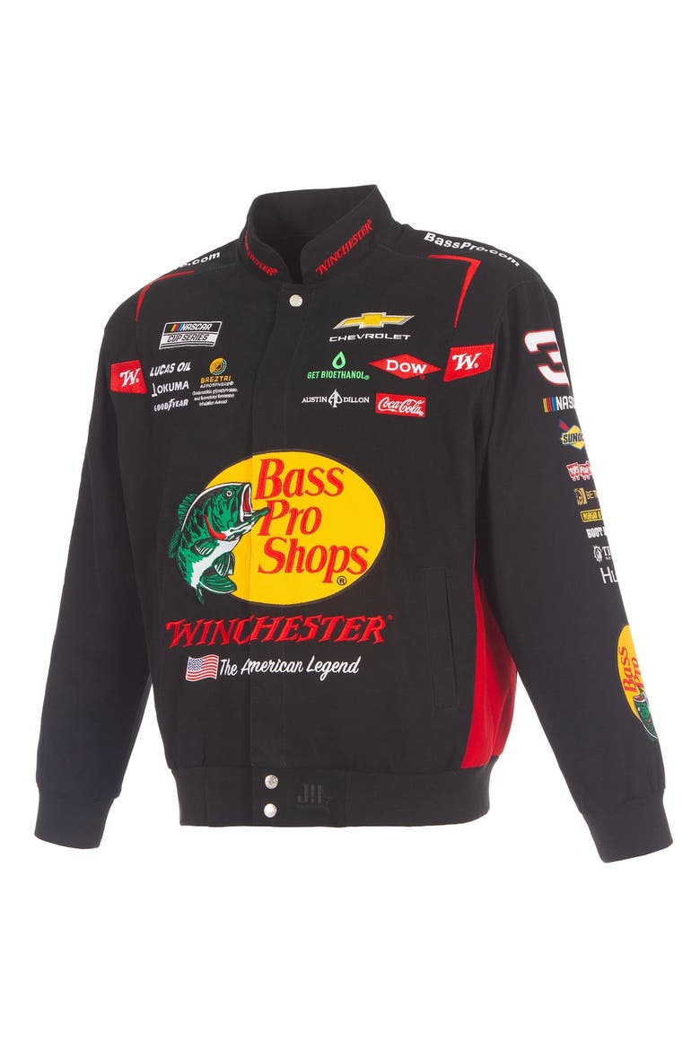 Men's JH Design Black Austin Dillon 2026 Bass Pro Shops Full-Snap Twill Racing Jacket, Alternate, color, Black