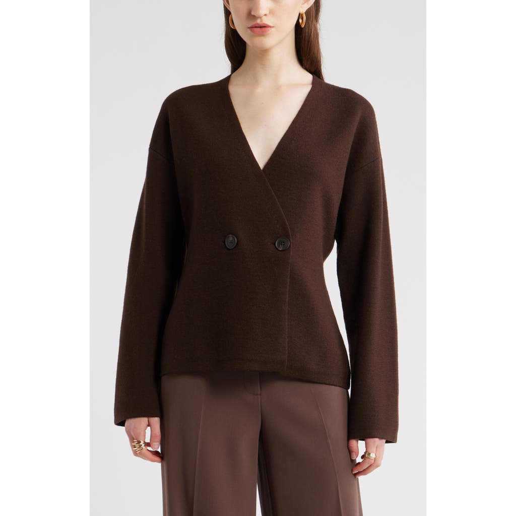 Nordstrom Double Breasted Merino Wool Blend Cardigan In Animal Print