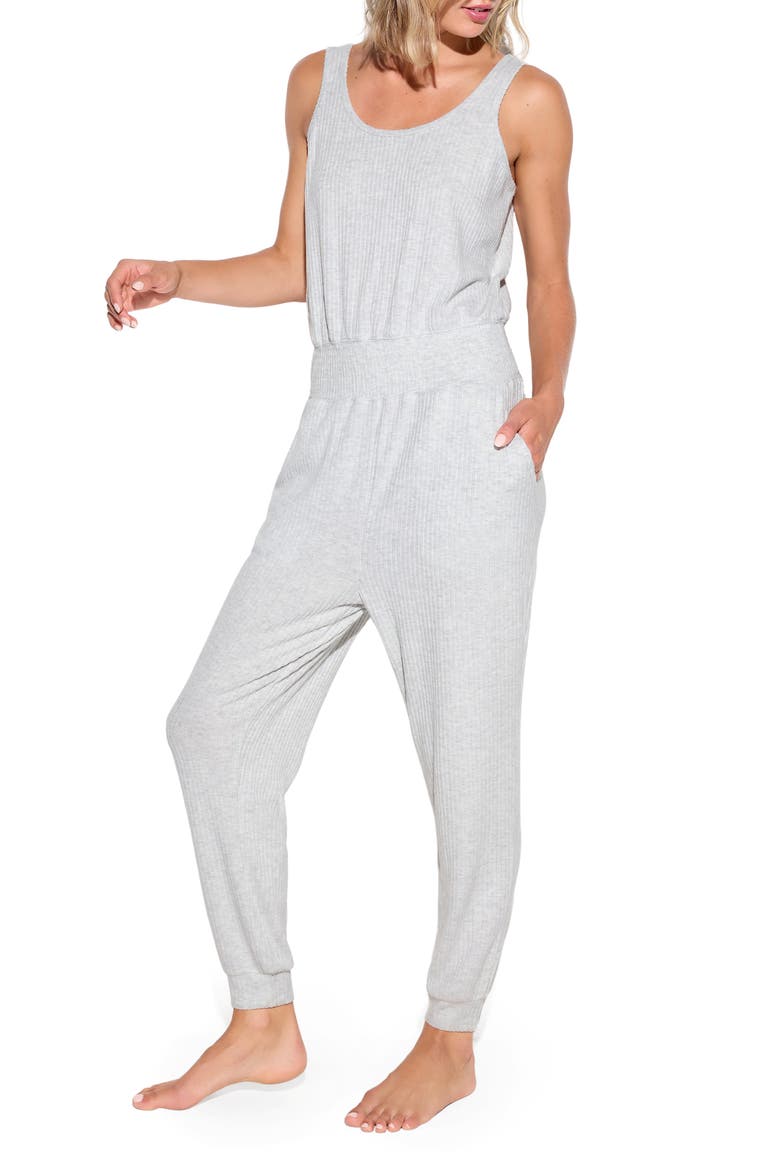 Tranquility Ribbed Sleeveless Jogger Jumpsuit, Alternate, color, LIGHT HEATHER GREY