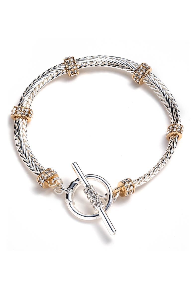Pavé Rondelle Flex Bracelet, Main, color, TWO TONE