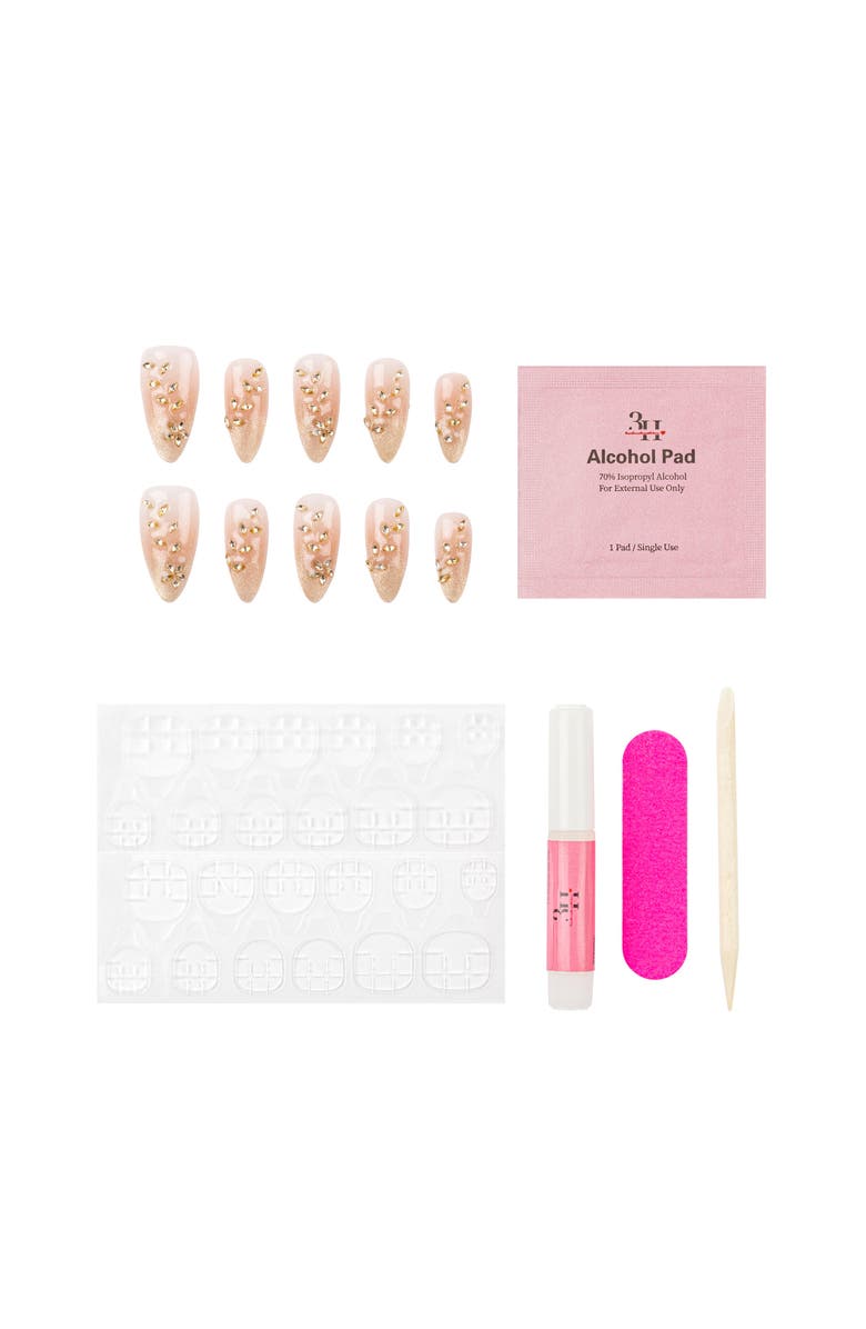 3H Nails Moonlit Kiss Luxury Handmade Press On Nails, Alternate, color, Blush
