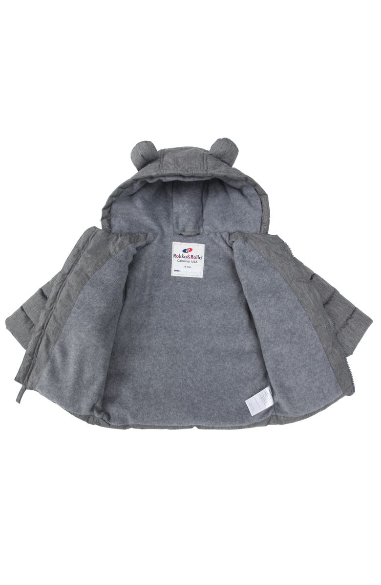 Rokka&Rolla Bear Fleece Hooded Puffer Jacket, Alternate, color, Gray Textured