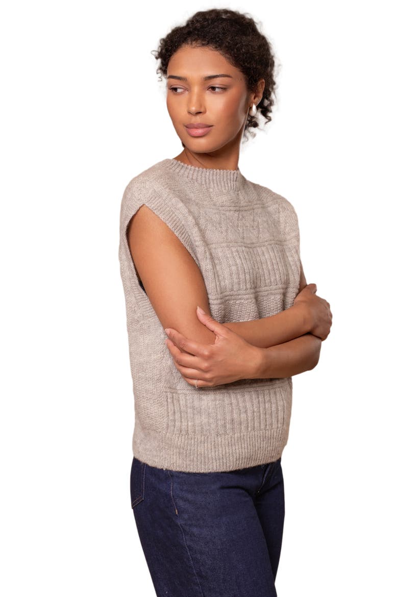 British Wool Crew Neck Knitted Vest, Alternate, color, Undyed Taupe