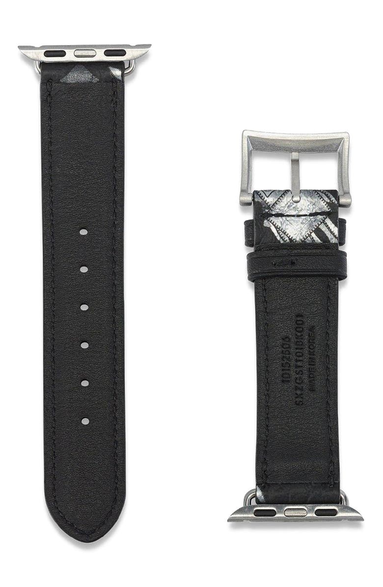 MCM 38-41mm Apple Watch Band in Rabot Rabot Visetos, Alternate, color, Black