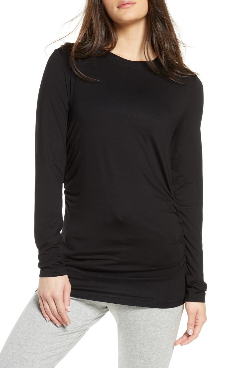 Zella Asymmetrical Side Ruched Tee, Main, color, 