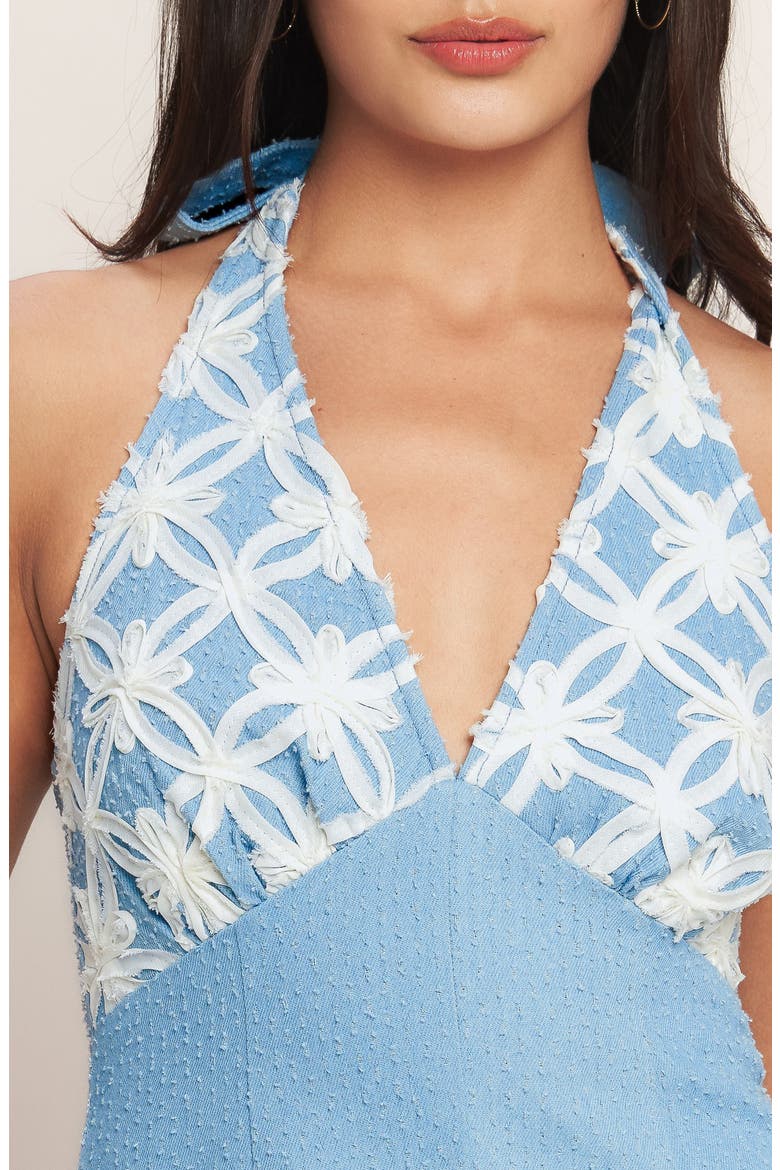 Textured Halter Minidress, Alternate, color, LIGHT INDIGO