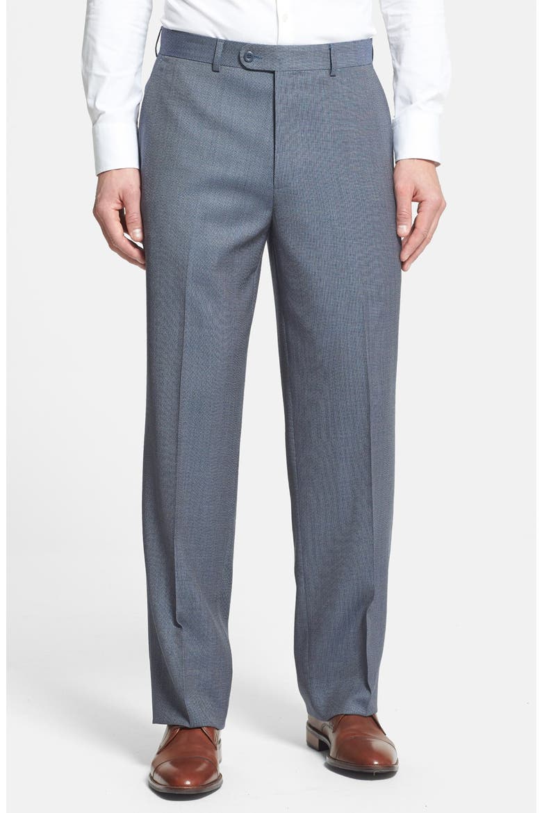'Tic Weave' Super 100s Wool Trousers, Main, color, CADMIUM BLUE