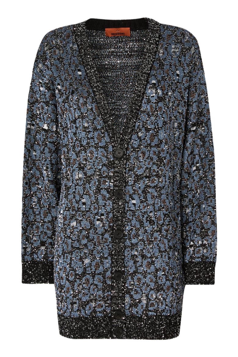 Oversized Cardigan In Jacquard Knit With Animalier Pattern, Alternate, color, Multicoloured