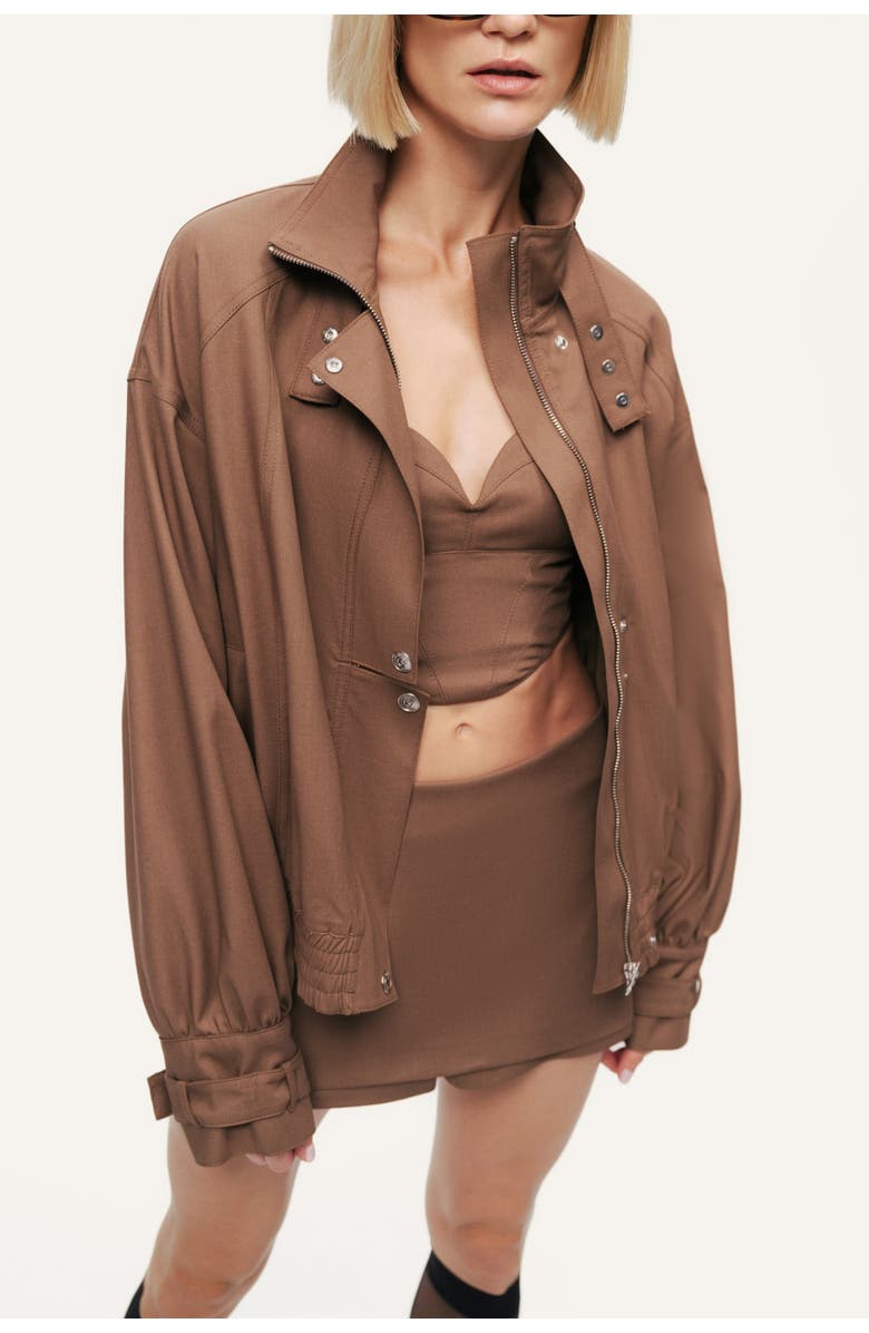 Nocturne High Neck Jacket, Alternate, color, Brown