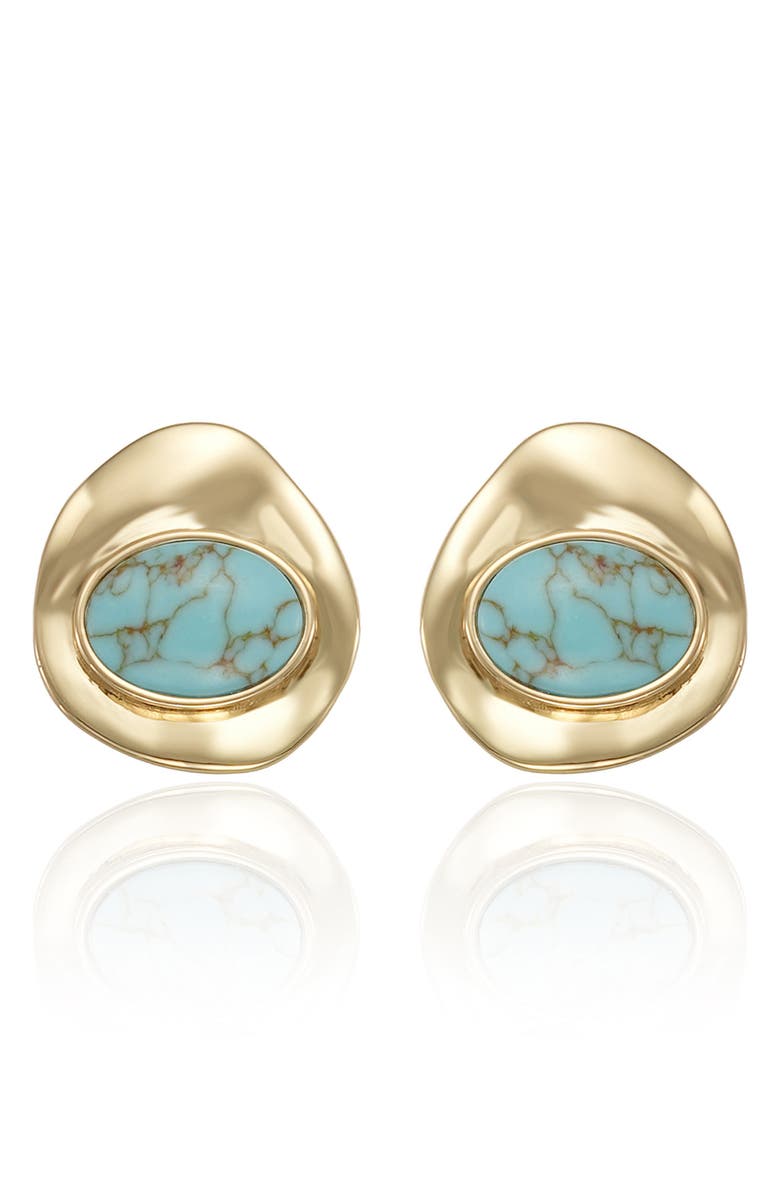 Ettika Synthetic Stone Stud Earrings, Alternate, color, Turquoise