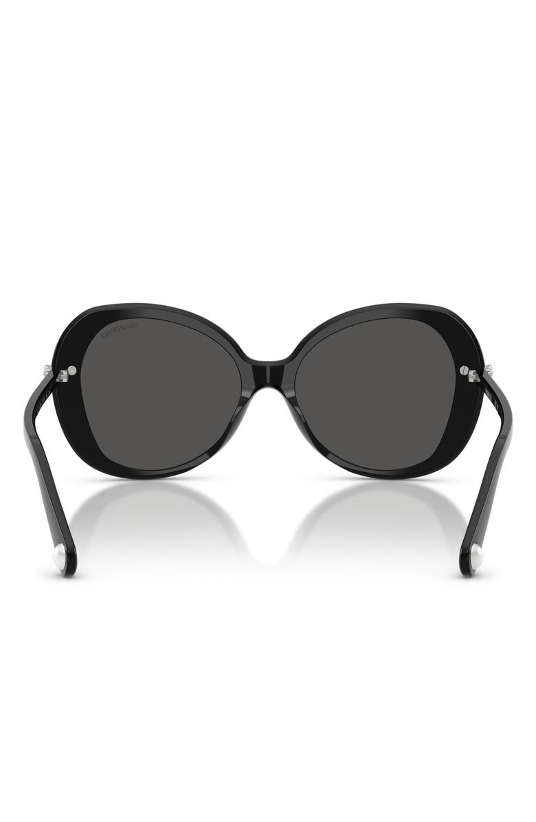 Swarovski 55mm Butterfly Sunglasses, Alternate, color, Black / Dark Grey