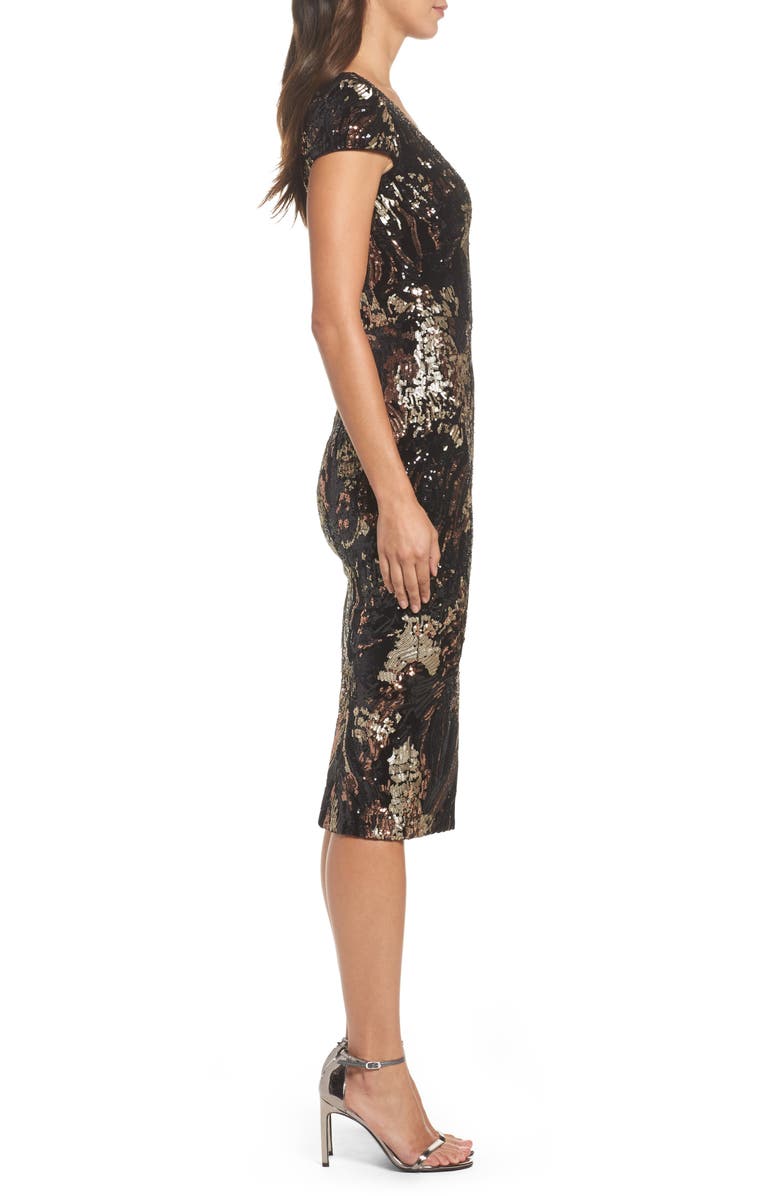 Dress the Population Allison Sequin Velvet Body-Con Dress, Alternate, color, 