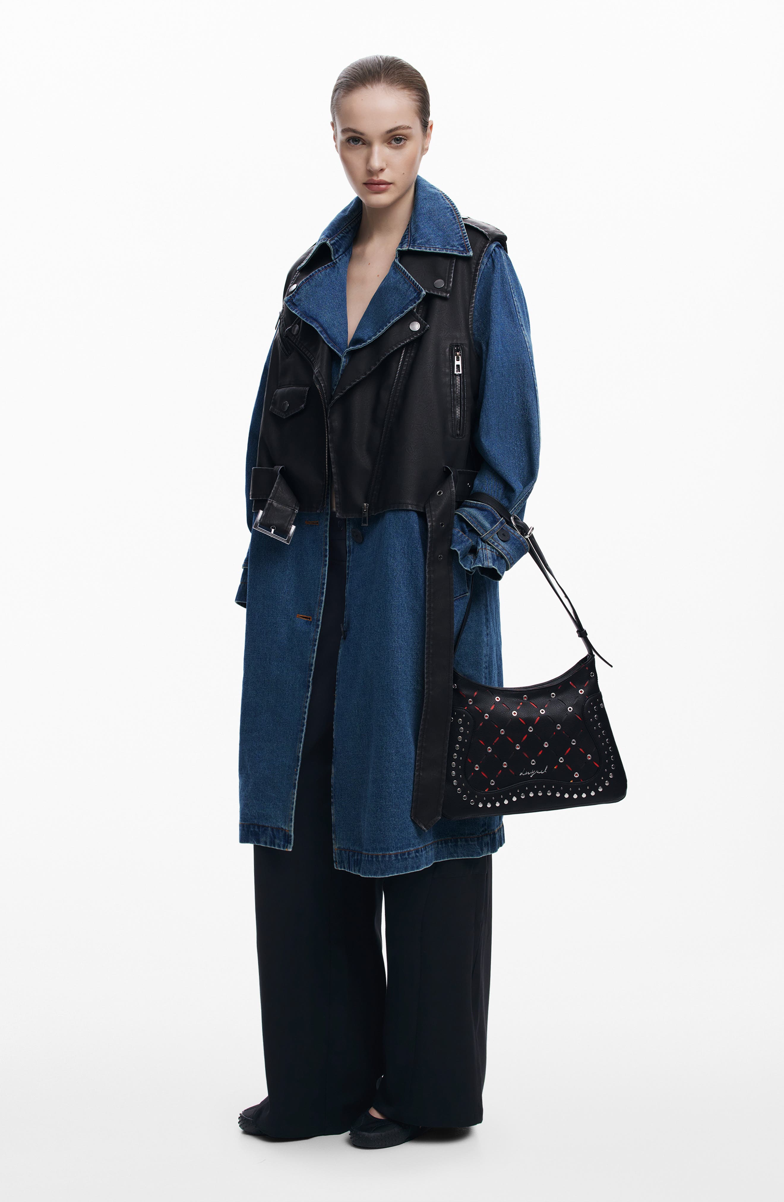 Desigual Faux Leather Crossbody Bag, Alternate, color, Black