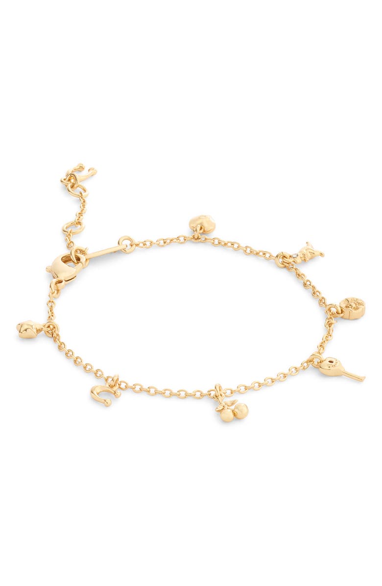 COACH Classic Mini Charm Bracelet, Alternate, color, Shiny Gold