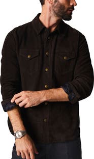 Billy Reid Suede Snap Front Work Shirt