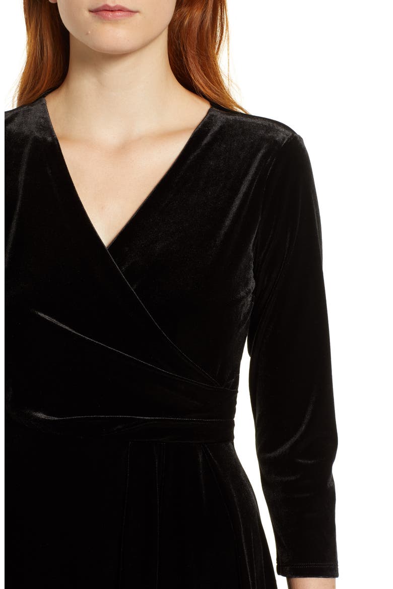 Velvet Wrap Style Dress, Alternate, color, RICH BLACK
