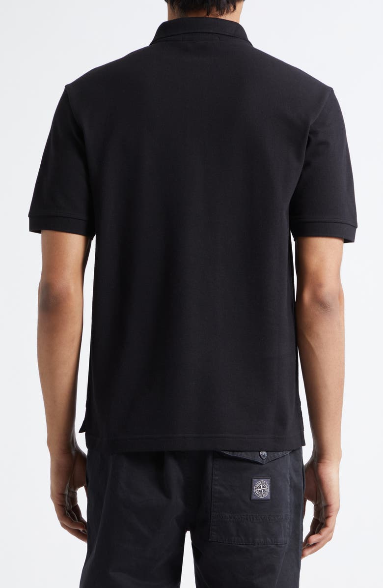 Stone Island Compass Patch Cotton Piqué Polo, Alternate, color, Black