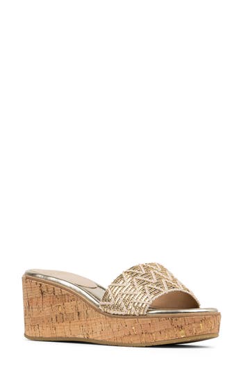 Shop Donald Pliner Allea Wedge Sandal In Platino