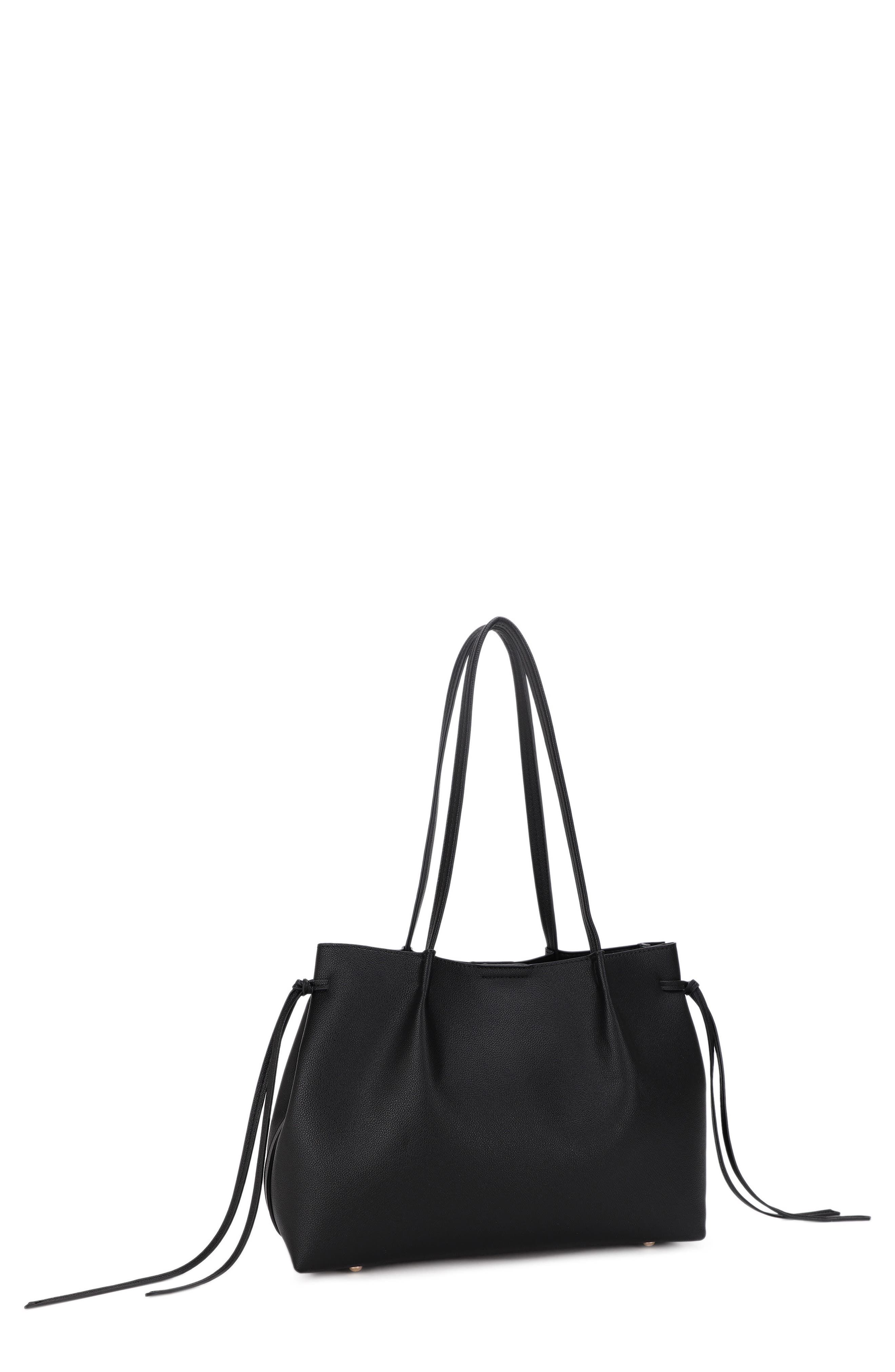 Suzy Large Faux Leather Tote, Main, color, BLACK