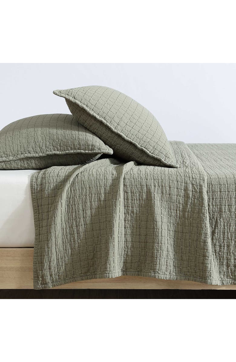 Calvin Klein Essential Washed Jacquard Coverlet, Alternate, color, Green