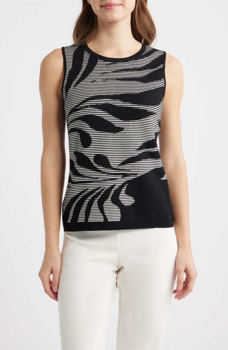 Anne Klein Graphic Tank, Main, color, Anne Black/ White Dove