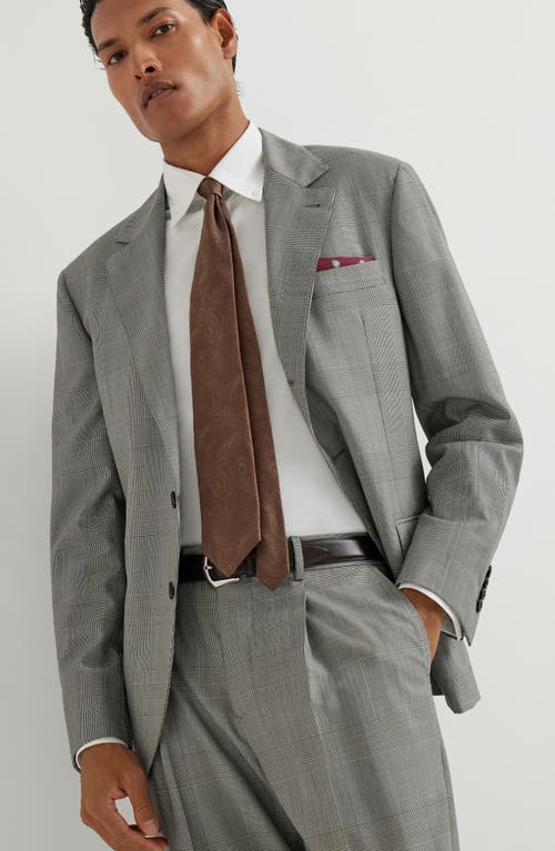 Brunello Cucinelli Check-print Virgin-wool Blazer In Gray