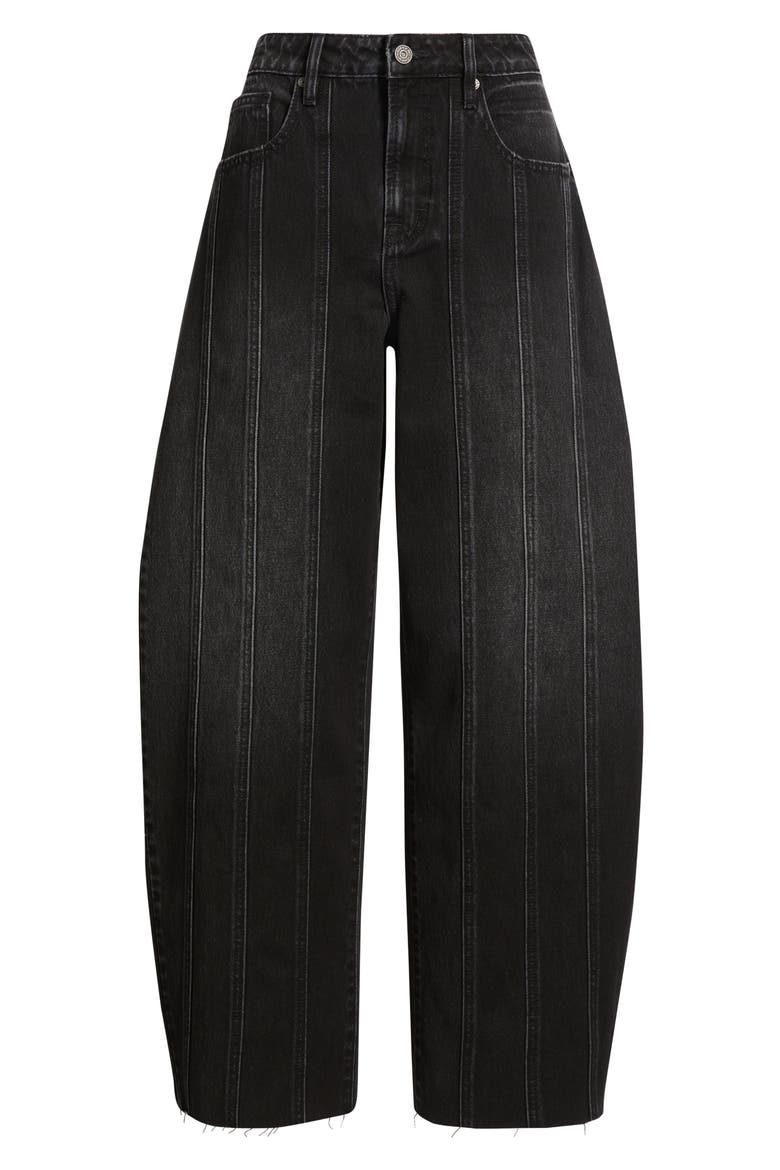 Seamed Ankle Barrel Leg Jeans, Alternate, color, BLACK