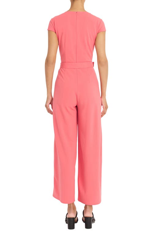 Maggy London Cap Sleeve Belted Jumpsuit In Desert Rose