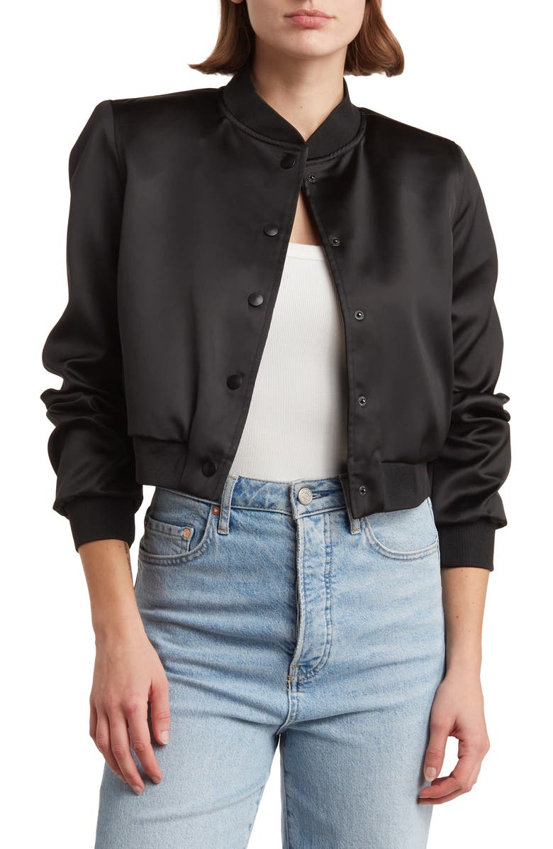 INDUSTRY REPUBLIC CLOTHING Crop Bomber Jacket, Main, color, 