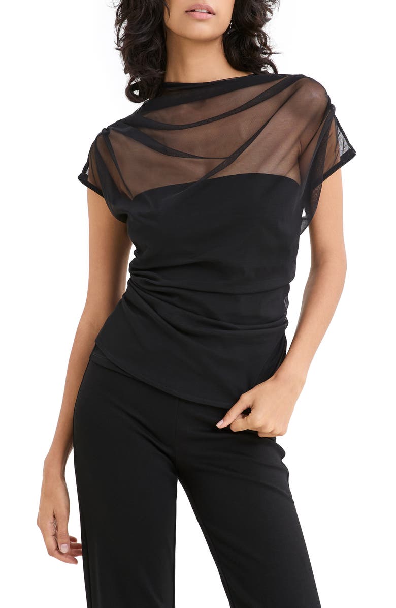 Marcella Dawn Layered Top, Main, color, Black