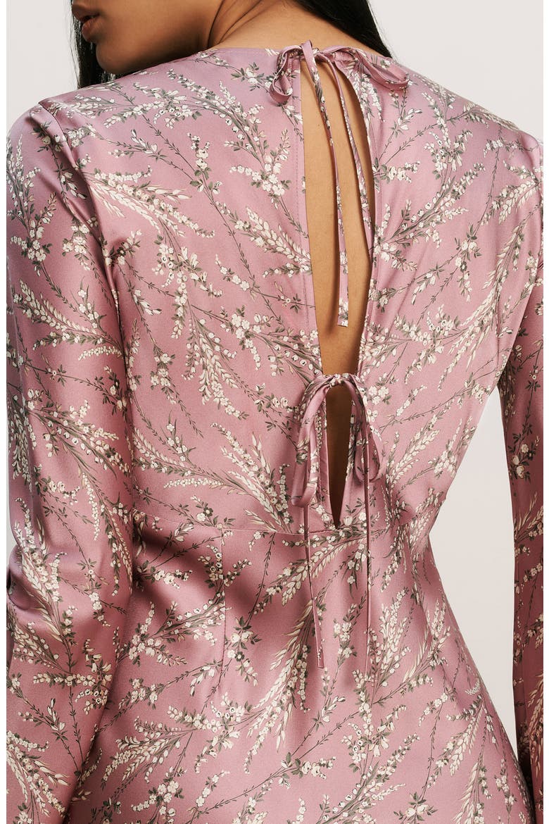 Gemma Floral Long Sleeve Silk Blend Dress, Alternate, color, ORCHID HAZE MULTI