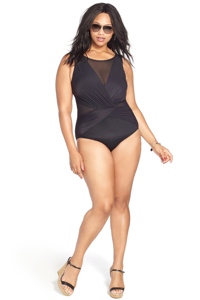 'Solid Palma' One-Piece Swimsuit, Alternate, color, BLACK