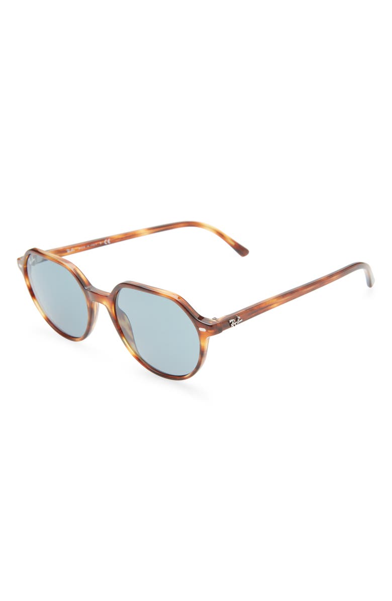 Ray-Ban Thalia 53mm Geometric Sunglasses, Alternate, color, Striped Havana / Blue
