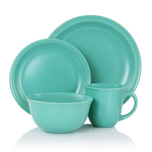 Gibson Home 16 Piece Siam Stoneware Dinnerware Set In Green