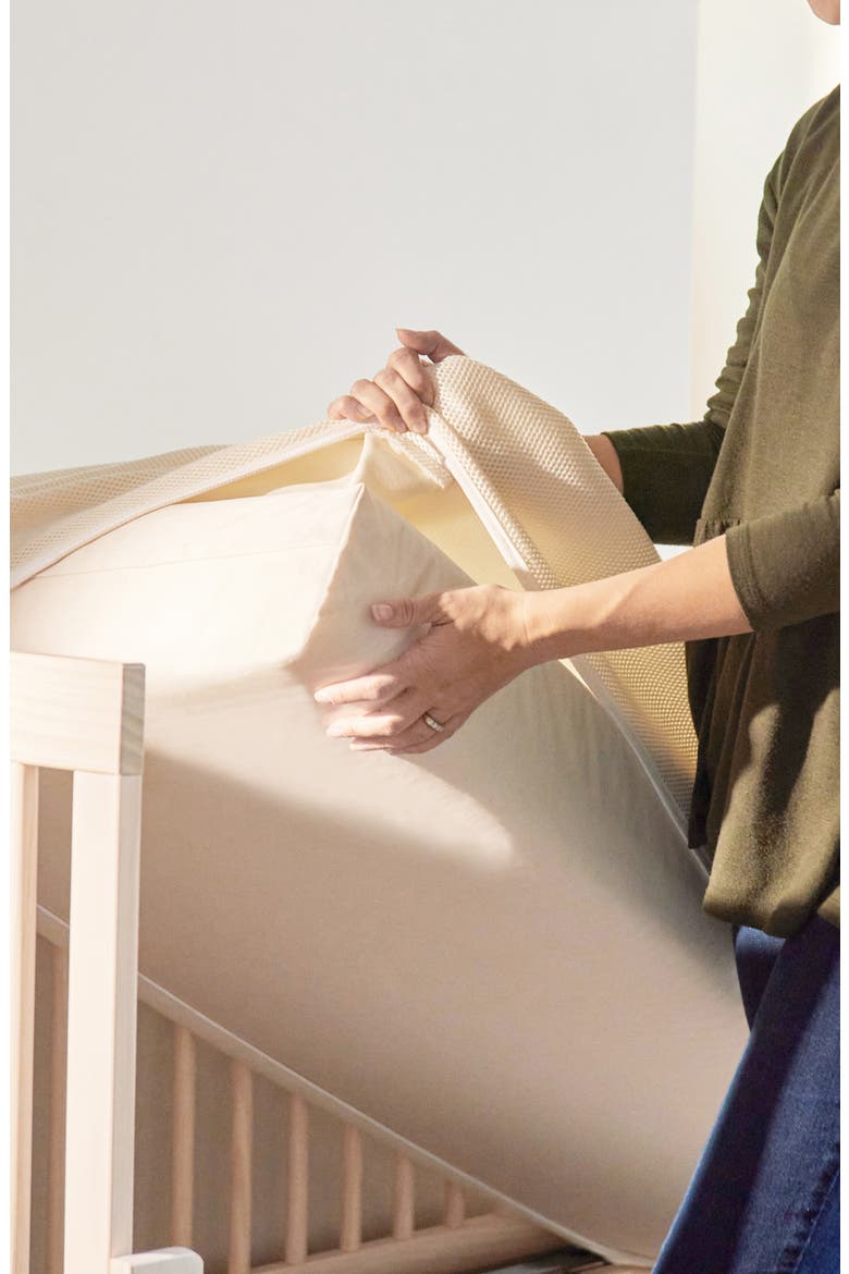 Organic Cotton Breathable Waterproof Fitted Crib Protector Pad, Alternate, color, NATURAL