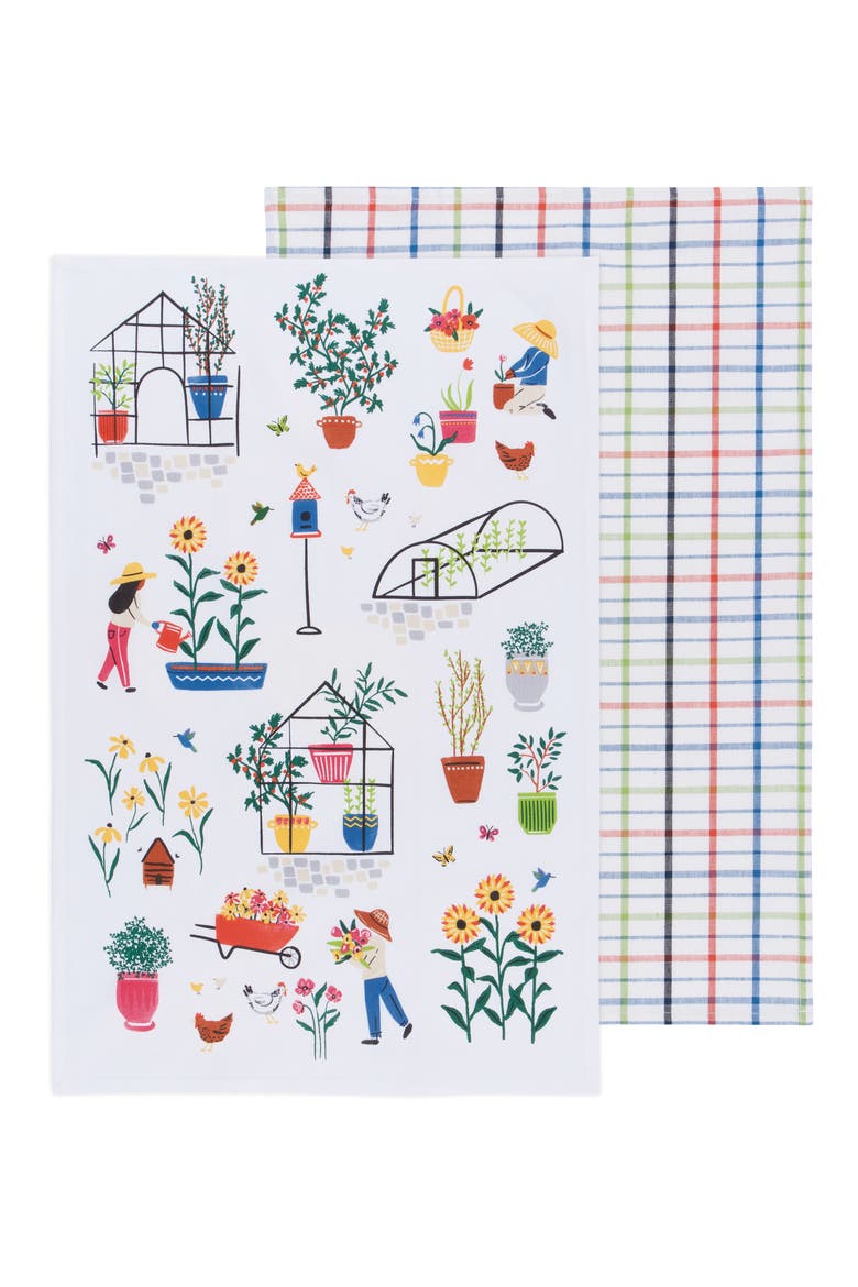 Green Thumb 2-Pack Dish Towels, Main, color, GREEN THUMB