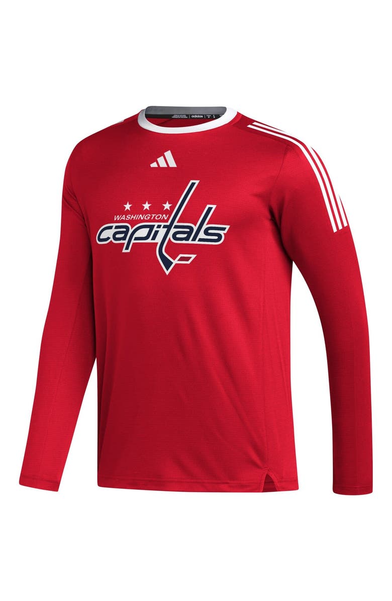adidas Men's adidas Red Washington Capitals AEROREADY<sup>®</sup> Long Sleeve T-Shirt, Alternate, color,